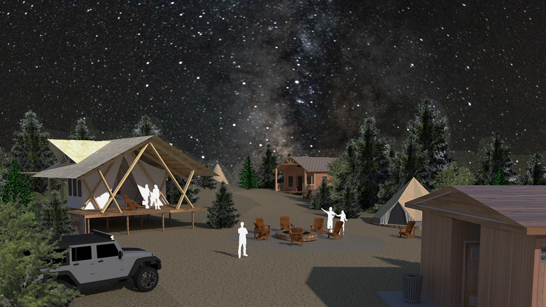 Glamping accommodations conceptual design - Adventure Entertainment Cos.